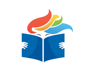 Obraz premium Modern Book Lover Logo - Passionate Reading Book Club