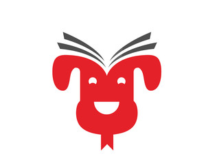 Modern Book Lover Logo - Red Dog Book Symbol