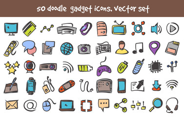 vector doodle gadget icons set