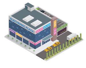 Modern 3D Shopping Mall Isometric, Suitable for Diagrams, Infographics, Illustration, And Other Graphic Related Assets
