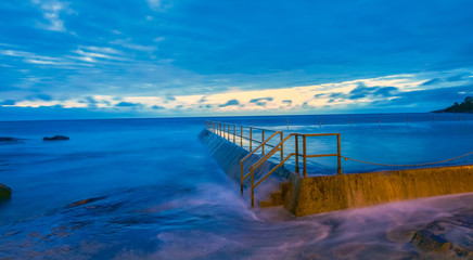 Rock pool blue beach Sydney 