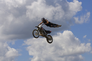 Stunt Biker. Free stile performing