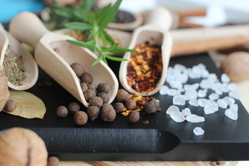 spices and herbs, spice, herb, pepper, garlic, mustard, clove, allspice, nutmeg, anise, anise star...