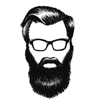 Hipster In Glasses With A Black Beard