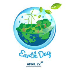Ecology world with April 22 Earth Day text