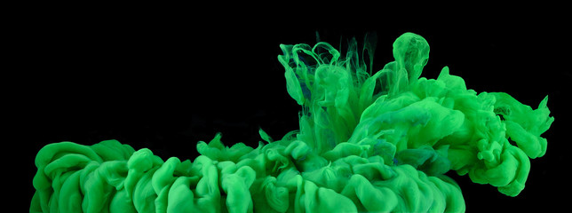 Abstract plumes of green ink