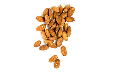 Almonds isolated on white background.