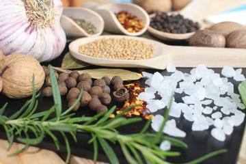 spices and herbs, spice, herb, pepper, garlic, mustard, clove, allspice, nutmeg, anise, anise star...