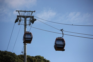 Ski lift gondola in the summer