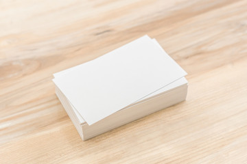 Business cards on wood table