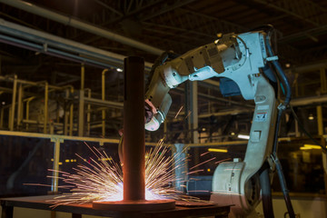 Robot welding in car factory