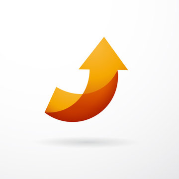 Vector sign orange arrow up, abstract shape