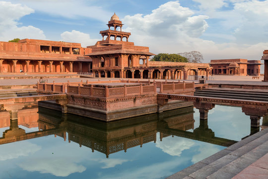 Historic Mughal Indian architecture - Anup Talao at Fatehpur Sikri Agra, India.