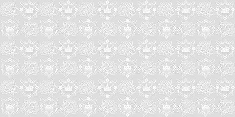 Royal wallpaper. Grey and white color. Design wallpaper, decoration pattern repeating, pattern for graphic design.
