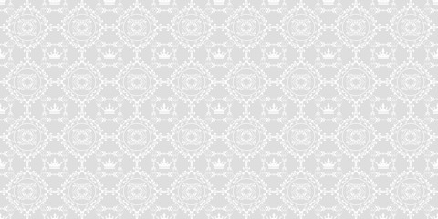 Vector seamless pattern. Grey and white color. Pattern for your projects. Design wallpaper, decoration pattern repeating, pattern for graphic design. Royal stylish texture