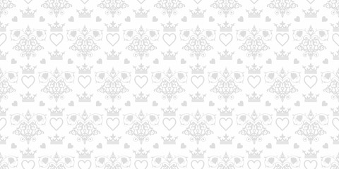 Vector seamless pattern. Grey and white color. Pattern for your projects. Design wallpaper, decoration pattern repeating, pattern for graphic design. Vintage texture