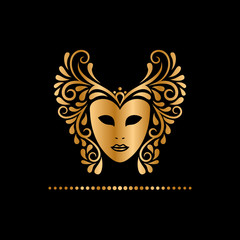 golden mask on black background
