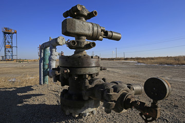 The bolts and nuts on the industrial equipment