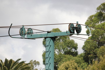 Ski lift post in summer