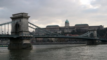 View of Chain Bridge with Buda Castle in the background, Budapest