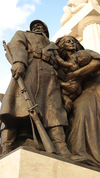 Detail of Tisza Istvan monument next to Parliament building in Budapest