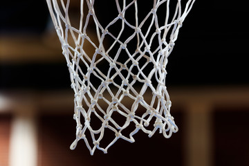 Basketball net closeup