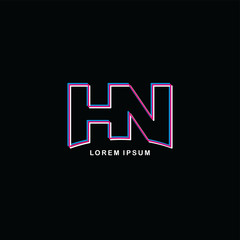 initial neon light letter brand logo template logotype