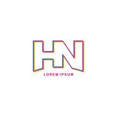 initial neon light letter brand logo template logotype