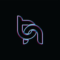 Obraz premium initial neon light letter brand logo template logotype