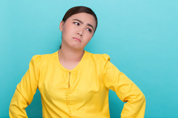 Crying woman on isolated background