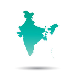 Fototapeta premium India map. Colorful turquoise vector illustration on white isolated background.