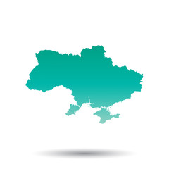 Ukraine map. Colorful turquoise vector illustration on white isolated  background.