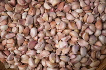 dry garlic in market for cooking, nature food
