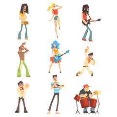 Musicians And Singers Of Different Music Styles Performing On Stage In Concert Series Of Cartoon Characters