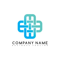 Vector Business emblem blue knot symbol curve looped icon logo logotype