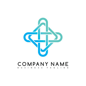 Vector Business emblem blue knot symbol curve looped icon logo logotype