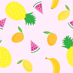 Tropical seamless pattern with fruits. Pattern is in swatch panel.