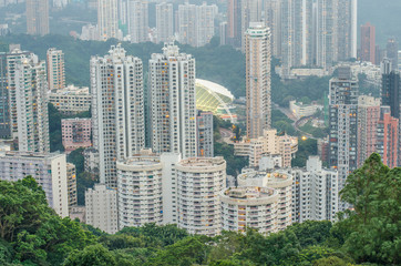 Hong Kong city Skyline from braemar hill at evening