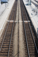 Fototapeta na wymiar Double rail in railway station