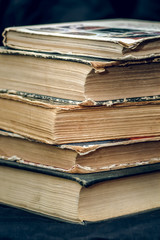 A stack of old books