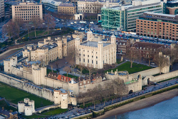 Obraz premium aerial view of the Tower of London at evening, United Kingdom
