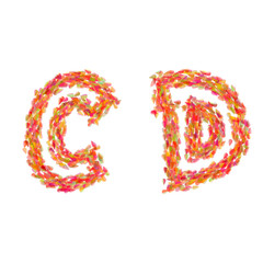 The letters C, D made of autumn leaves