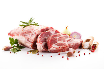 Fresh raw pork isolated on white