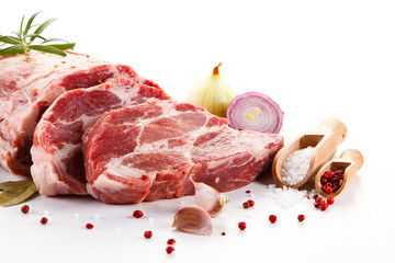 Fresh raw pork isolated on white
