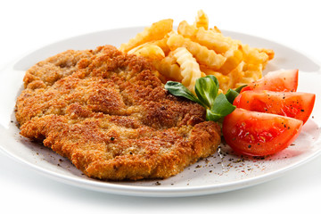 Fried pork chop with french fries