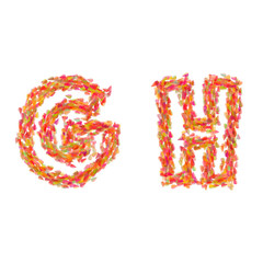The letters G, H made of autumn leaves