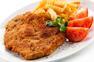 Fried pork chop with french fries