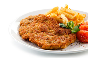 Fried pork chop with french fries