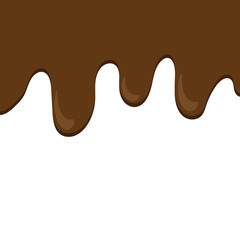 Chocolate dripping down background. Cartoon style.