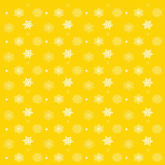 Pattern with Snowflakes, yellow background - Snowflake vector pattern